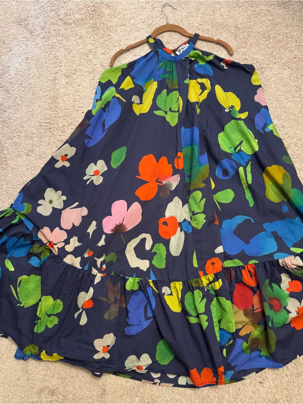 WHIT Two Navy Dress with Multicolor Floral Accents
